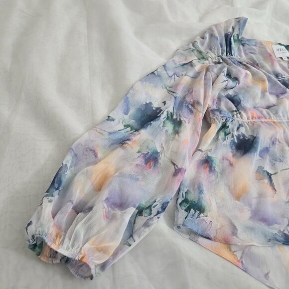NEW Misa Los Angeles Floral Print Sheer Long Sleeve Blouse Size XS - Picture 9 of 10